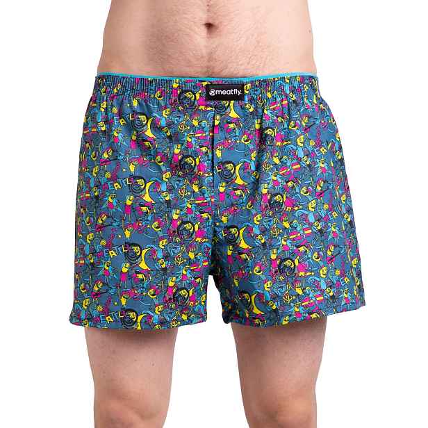 Meatfly pánské boxerky Agostino Double Pack Partyboi / Cityboi | Mnohobarevná