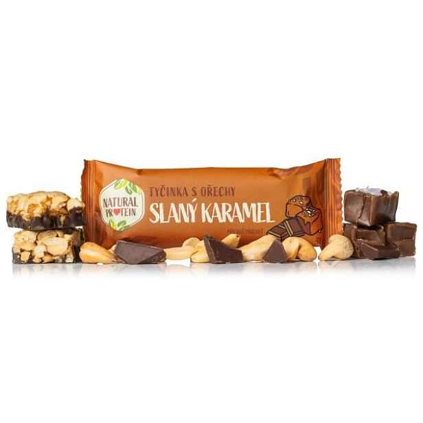 NATURAL PROTEIN OŘECHOVÁ TYČINKA SLANÝ KARAMEL G Doplněk stravy , G