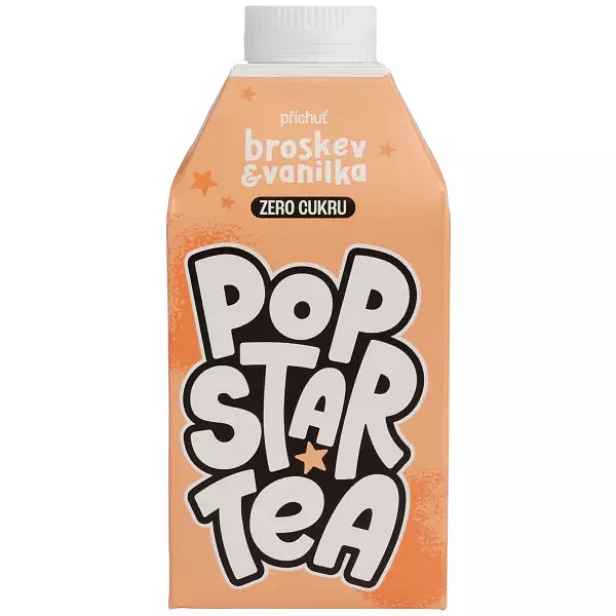 POPSTAR TEA BROSKEV & VANILKA ZERO 0,5L Ledový čaj