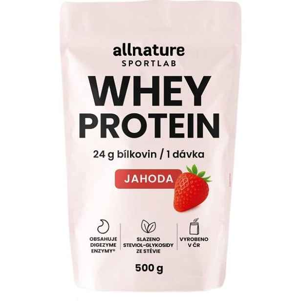 ALLNATURE SPORTLAB WHEY PROTEIN JAHODA 500 G Syrovátkový protein , G