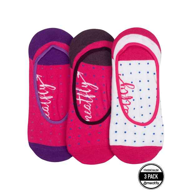Meatfly ponožky Low Socks Triple Pack Fuchsia Dots | Velikost One Size