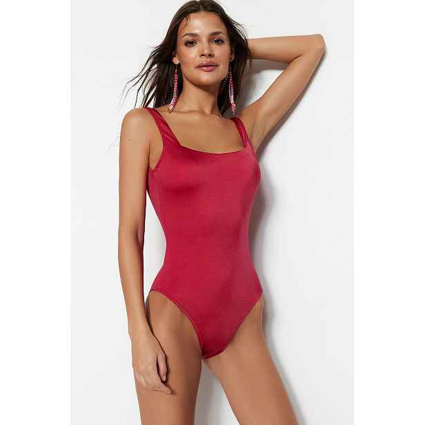 Trendyol Claret Square Collar Regular Leg Plavky