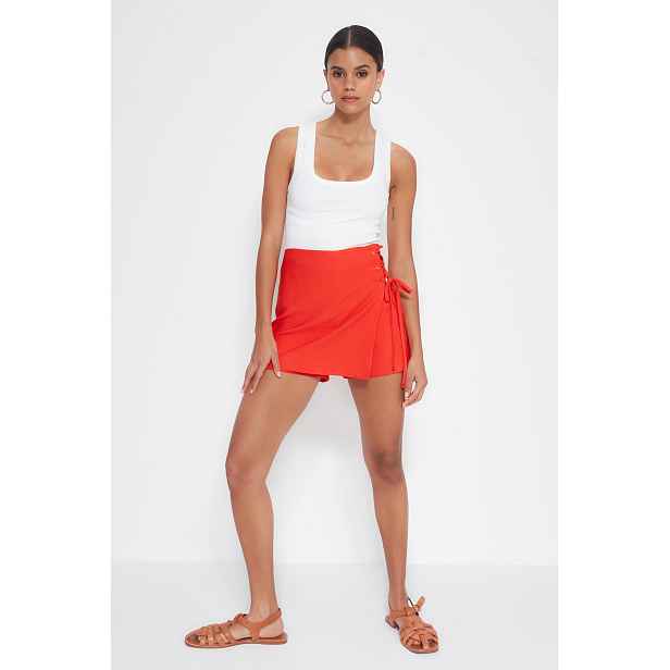 Trendyol Lace-Up and Eyelet Detail Woven Shorts Skirt