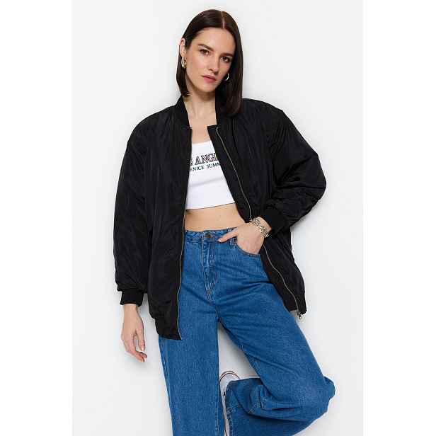 Trendyol oversize nabíraný rukávový bomber kabát