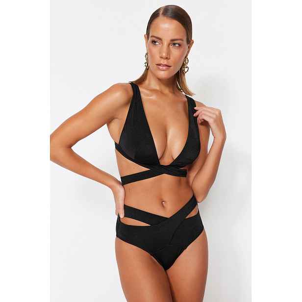 Trendyol trojúhelník vystřižený / s oknem vysoký pas vysoké nohy bikiny set
