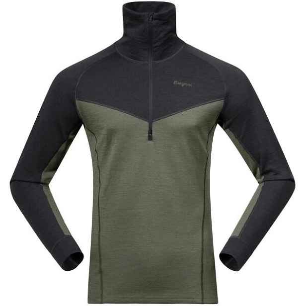 Bergans INNER:DUAL MERINO HALF ZIP Pánské technické triko s merino vlnou, mix