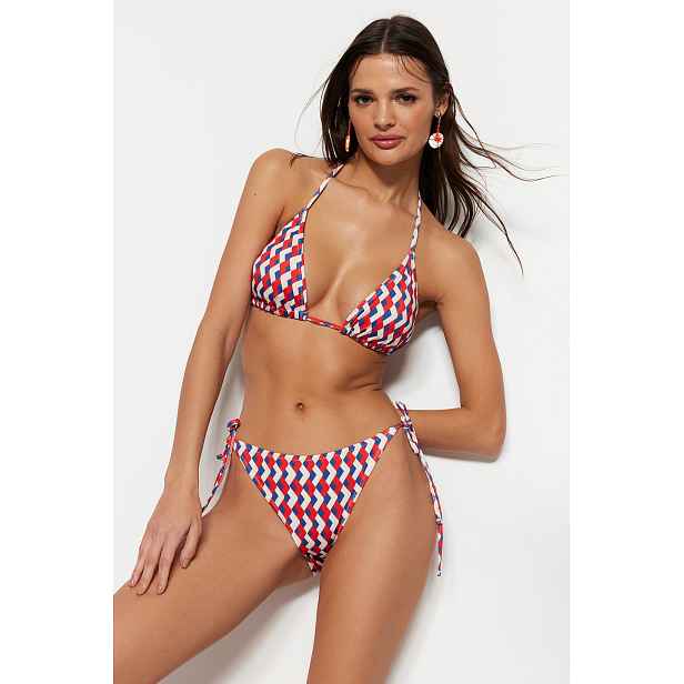Trendyol Geometrický vzorovaný trojúhelník kravata pravidelné bikiny Set