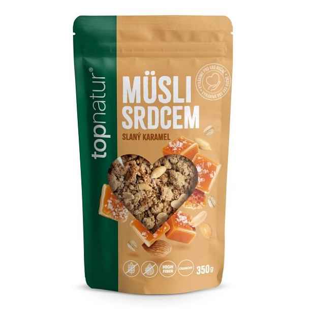 TOPNATUR MÜSLI SRDCEM SLANÝ KARAMEL 350 G Bezlepkové müsli , G