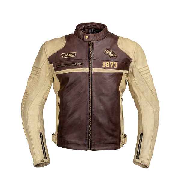 Pánská kožená moto bunda W-TEC Retro černo-hnědo