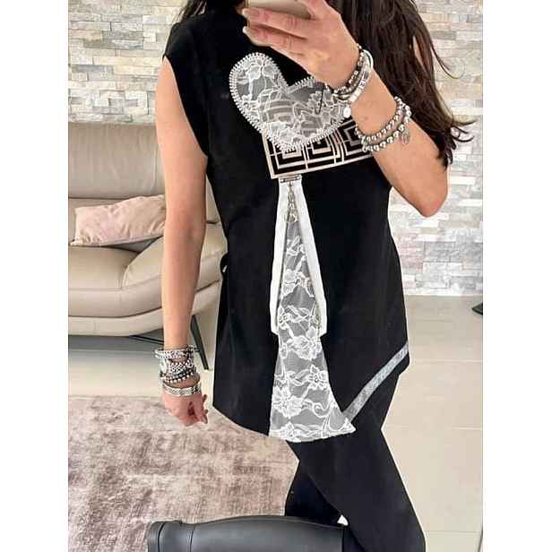 blouse with print zipper lace By o la la