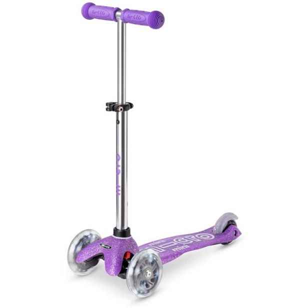 Micro MINI DELUXE GLITTER LED Dětská koloběžka