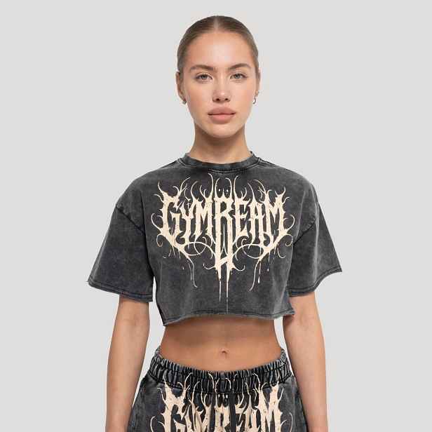 GymBeam Dámské cropped tričko Abyss Charcoal