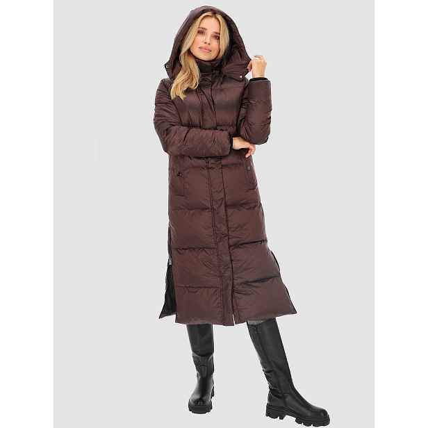 PERSO Woman's Women's long real down jacket with side splits