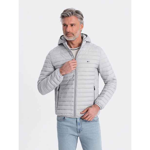 Ombre Men's satin-finish bomber jacket with contrasting ribbed cuffs