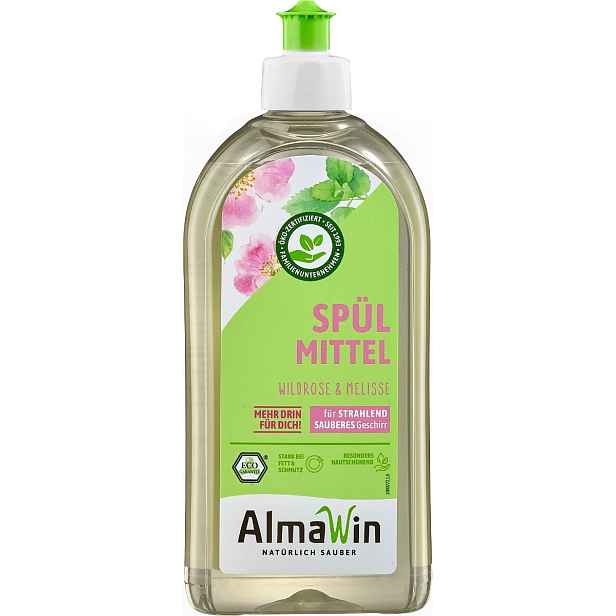 AlmaWin Tekutý prostředek na nádobí Divoká růže & meduňka 500 ml