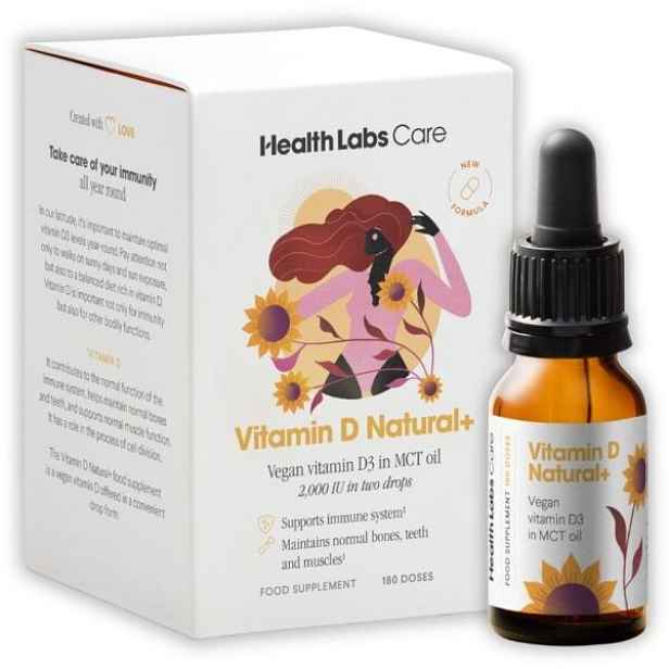 HEALTH LABS VITAMÍN D3 NATURAL+ VEGAN, 180 DÁVEK Doplněk stravy , ML