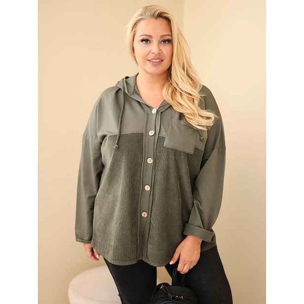 Dámská Plus Size bavlněná mikina s knoflíky