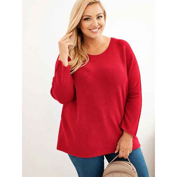 plus size dámský svetr s lodičkovým výstřihem