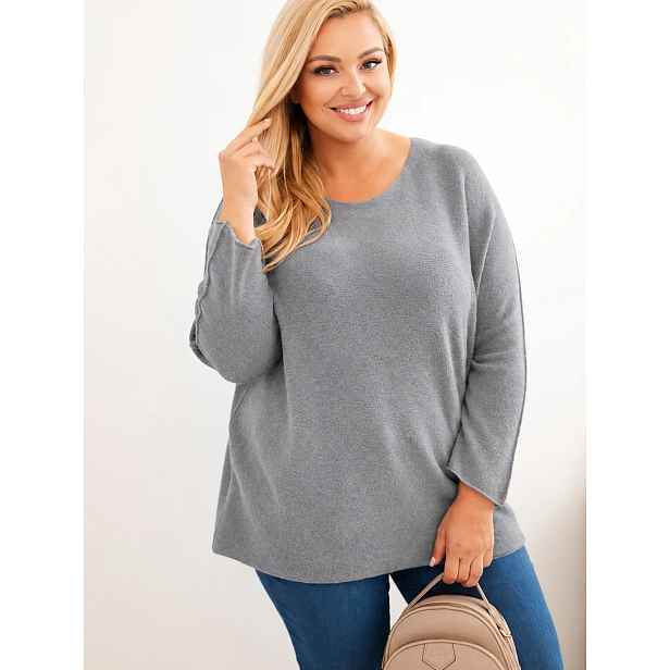 Plus size pletený svetr s lodičkovým výstřihem