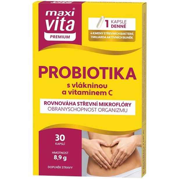 MAXI VITA PREMIUM PROBIOTIKA + VITAMIN C 30 CPS. BLISTR Doplněk stravy