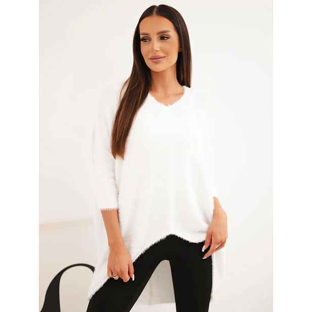 Plus Size svetr s V-výstřihem ecru