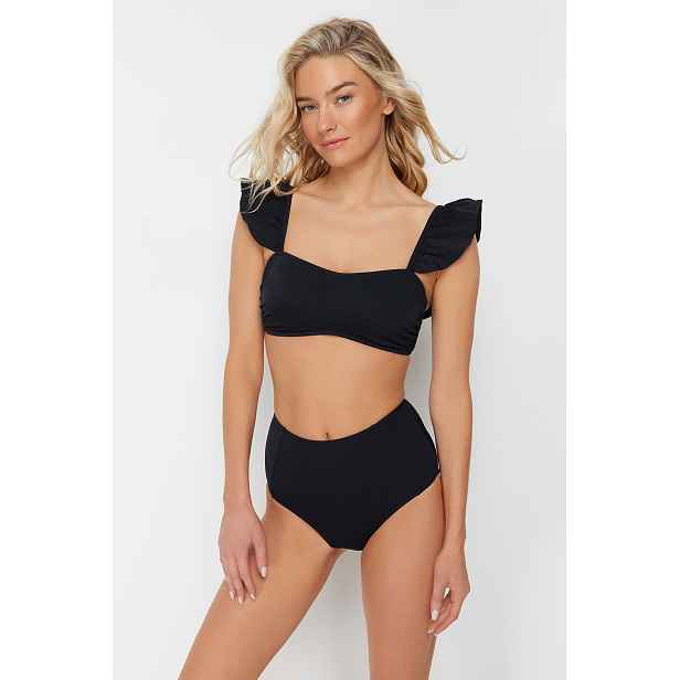 Trendyol Podprsenka Volánky Texturovaný Vysoký Pas Hipster Bikini Set