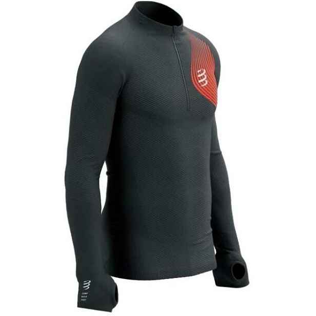 Compressport WINTER TRAIL POSTURAL LS TOP Pánský zateplený běžecký dres s dlouhým rukávem
