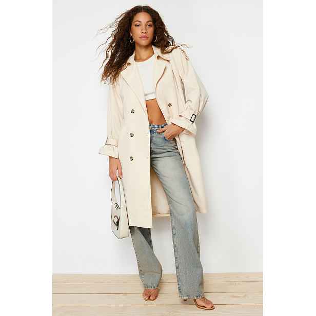 Trendyol Stone Oversize Wide Cut Belted Trench Coat