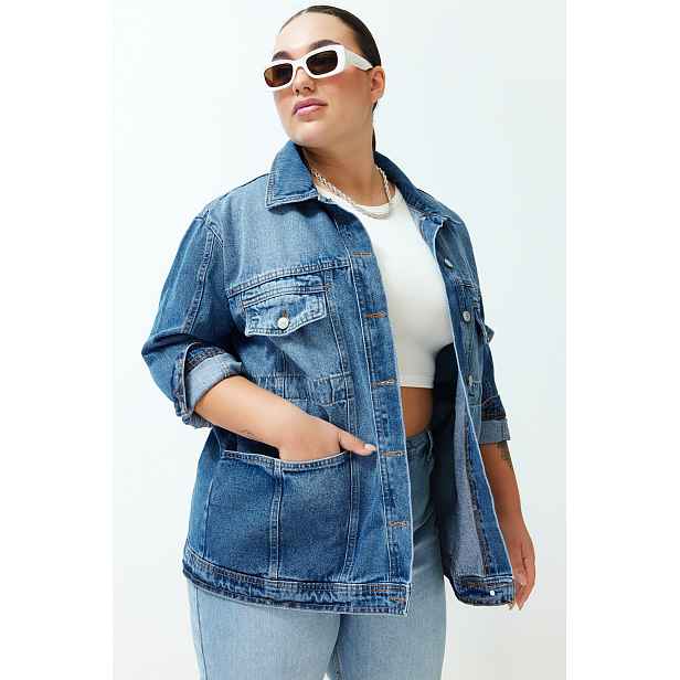 Trendyol Curve Oversize Džínová Bunda