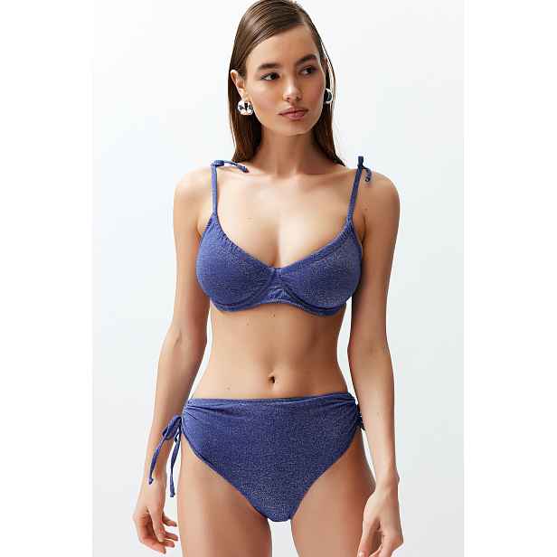 Trendyol Balconette Tie-Up Silvery High Waist Hipster Bikini Set