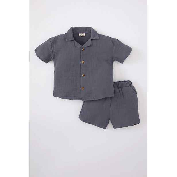 DEFACTO Baby Boy Short Sleeve Shirt Shorts 2 Piece Set