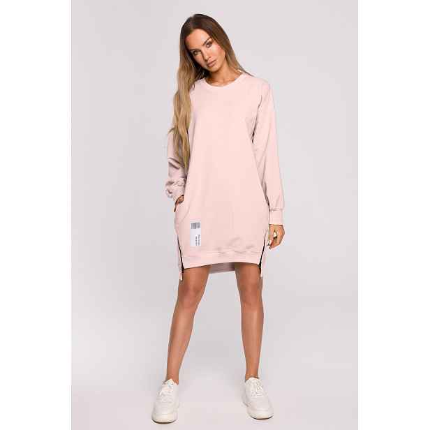 Made Of Emotion Woman's Pullover tunic with zippers - candy