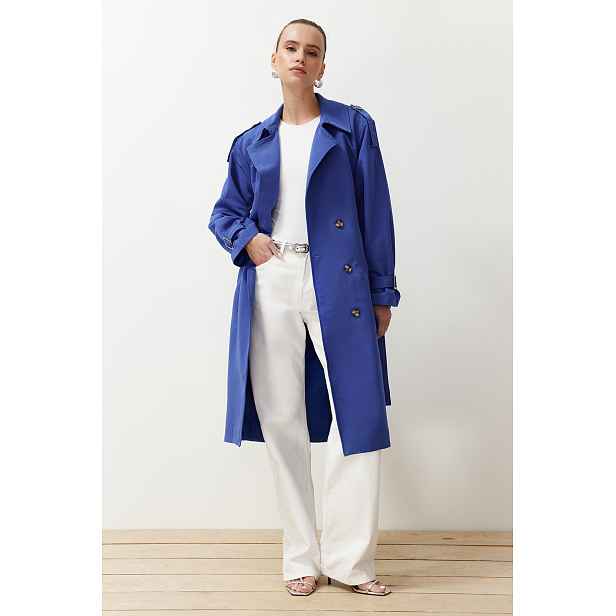 Trendyol Saks Oversize Belted Windbreaker Detailed Water Repellent Long Trench Coat