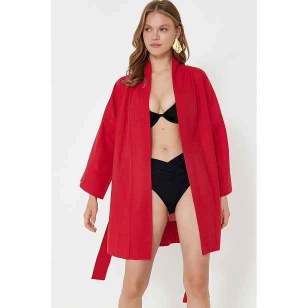 Trendyol Belted Mini Woven 100% Cotton Kimono&Kaftan