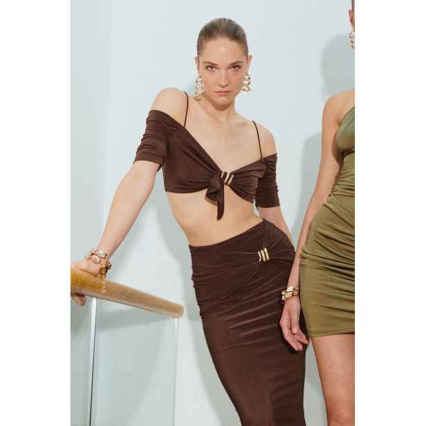 Trendyol X Zeynep Tosun Knitted Snake Accessory Detailed Skirt
