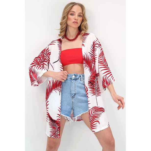 Trend Alaçatı Stili Women's Patterned Kimono Jacket