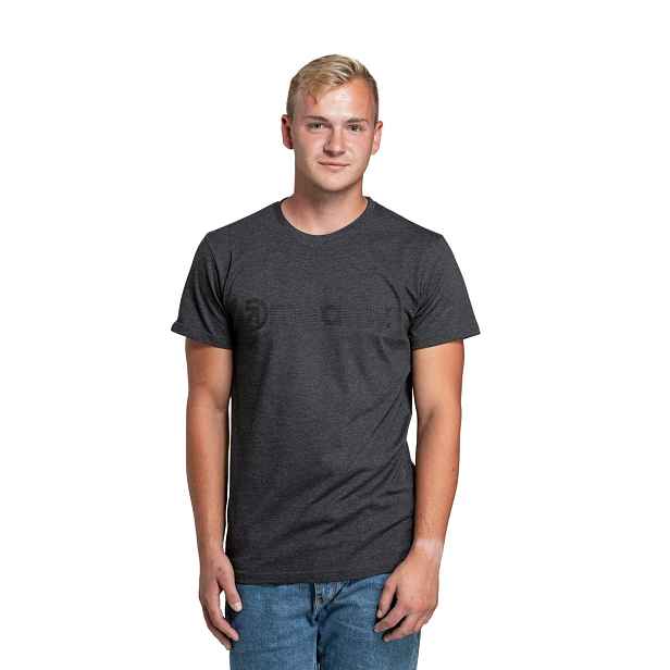 Meatfly pánské tričko Striped Logo Charcoal Heather