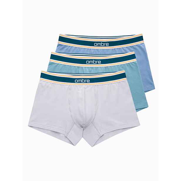 Ombre Classic fit men's boxer shorts with decorative elastic waistband - 3-pack mix OM-UNBO