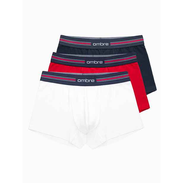 Ombre Classic fit men's boxer shorts with striped elastic band - 3 pack mix OM-UNBO