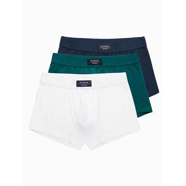 Ombre BASIC men's single color matching boxer shorts with elastane - 3 pack mix OM-UNBB