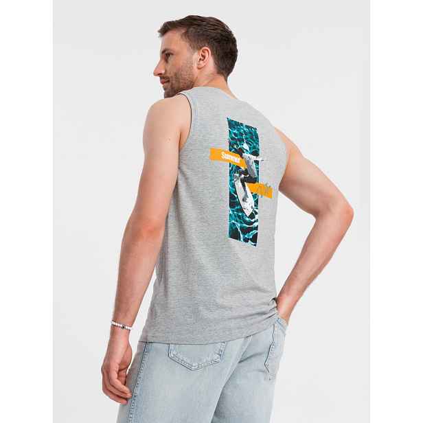 Ombre Summer Vibe printed men's cotton tank top - melange