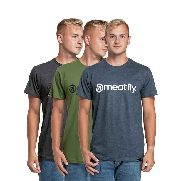 Meatfly balení pánských triček MF Logo Multipack Charcoal Heather / Olive / Heather