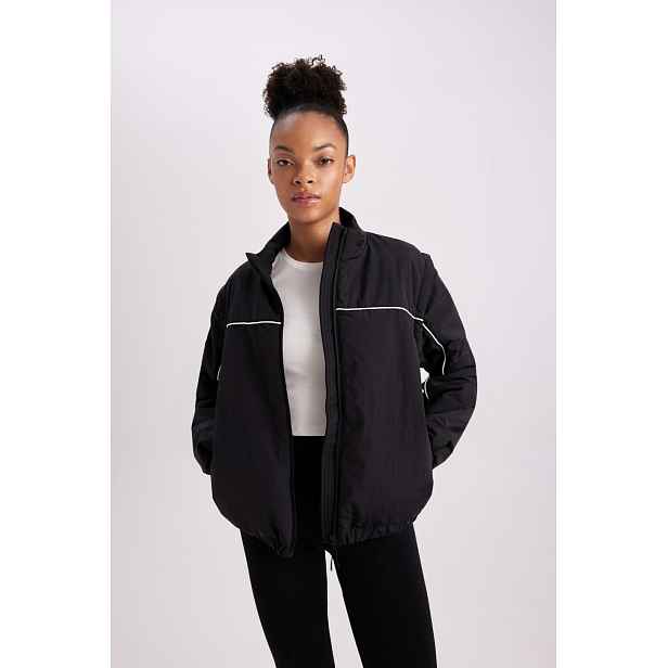 DEFACTO Fit Water Repellent Stand Collar Detachable Sleeve Detailed Pocket Lined Light Thin Coat