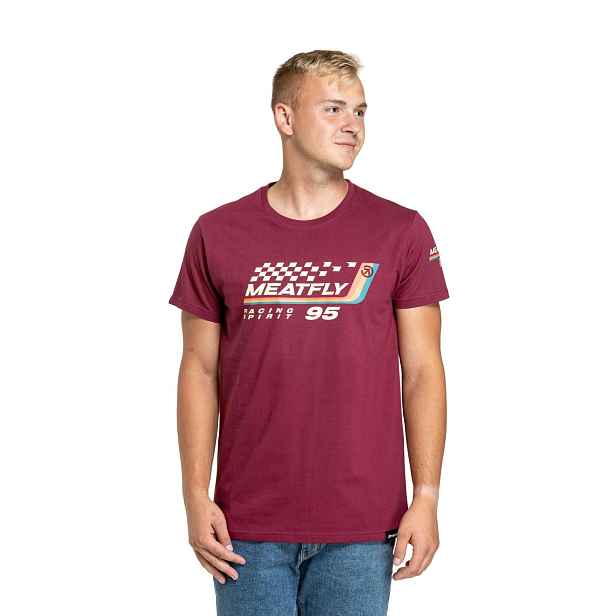 Meatfly pánské tričko Racing Spirit Dark Wine | 100% bavlna