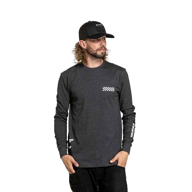 Meatfly pánské tričko s dlouhým rukávem Appex Charcoal Heather