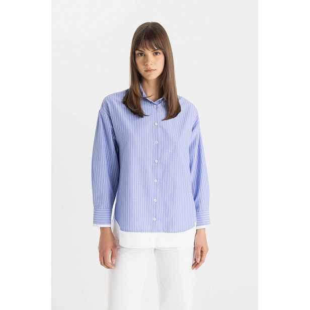 DEFACTO Relax Fit Striped Poplin Long Sleeve Shirt Tunic