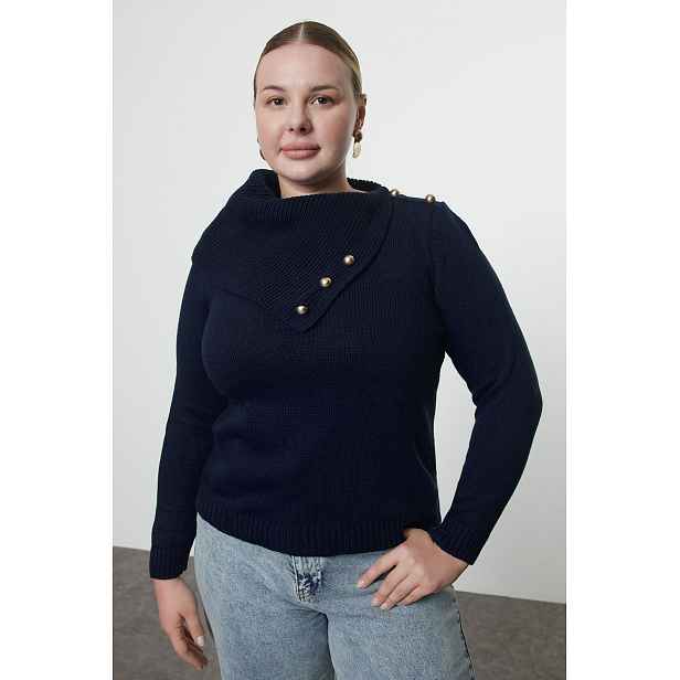 Trendyol Curve Wide Turtleneck Buttoned Knitwear Sweater