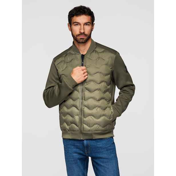 Ombre Men's quilted bomber jacket - dark olive