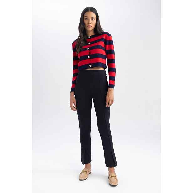 DEFACTO Basic Straight Pants Slim Fit Slim Cut High Waist Short Leg