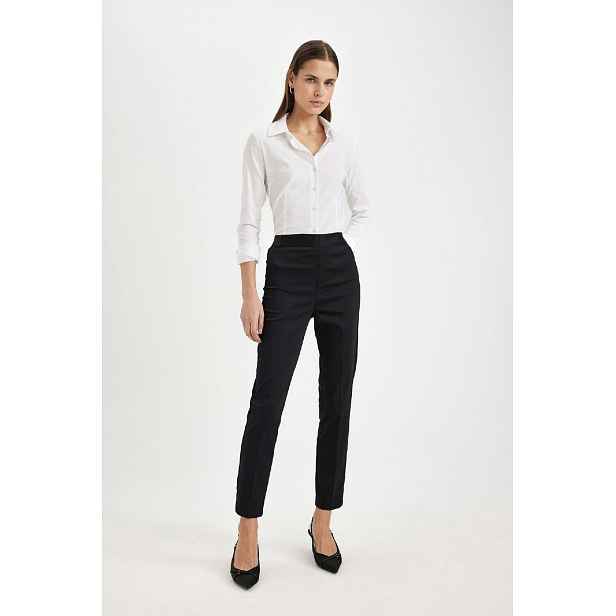 DEFACTO Cigarette Satin Pants Normal Waist Basic Straight Elastic Waist Straight Leg
